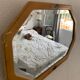 Miroir vintage 1930  biseauté octogonal bois stuc - 66 x 45 cm