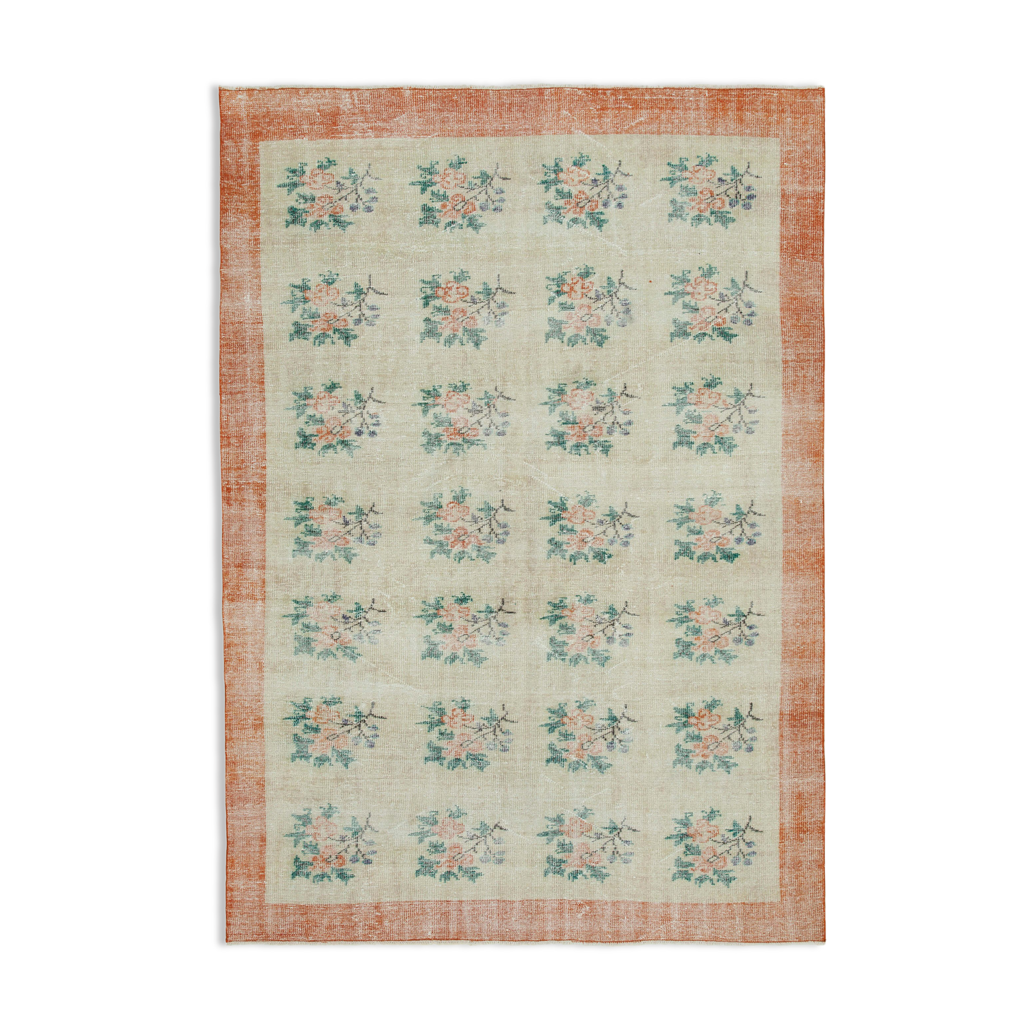 Oriental handmade contemporary 1980s beige rug 202 cm x 284 cm