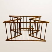 Ancien parc pour enfant pliant en bois, 1950