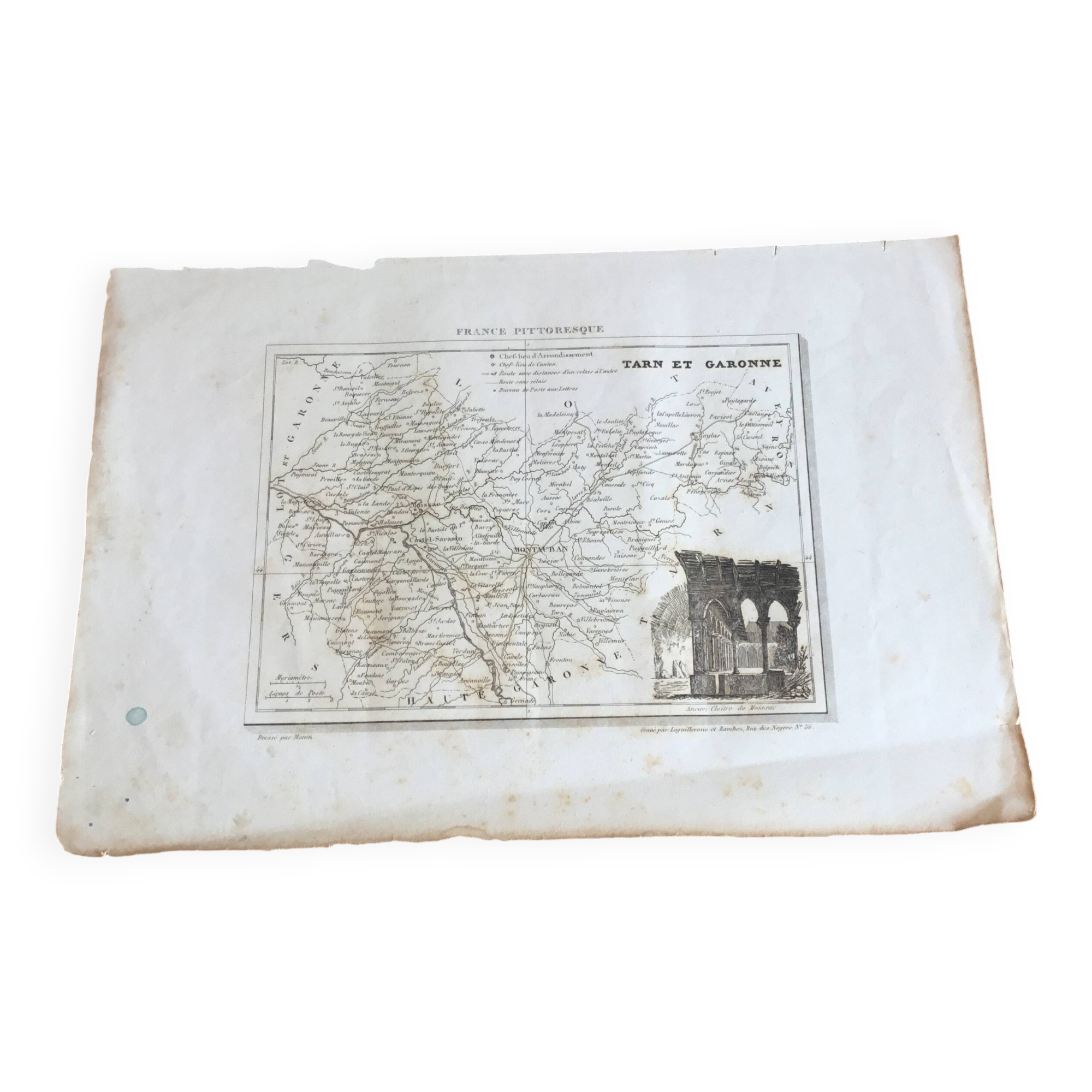 Map engraving Tarn and Garonne