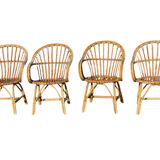 Set of 4 rattan armchairs from the 1960s, France.