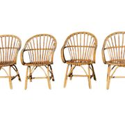 Set of 4 rattan armchairs from the 1960s, France.