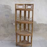 Vintage rattan corner shelf