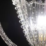 Ercole Barovier Art Deco Chandelier, "Bullicante" Glass Murano, 1940