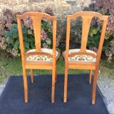 Snowshoe chairs (duo) upholstered louis XVI style of period 1920 in walnut.