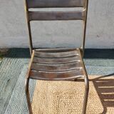 3 chaises en métal, style Tolix