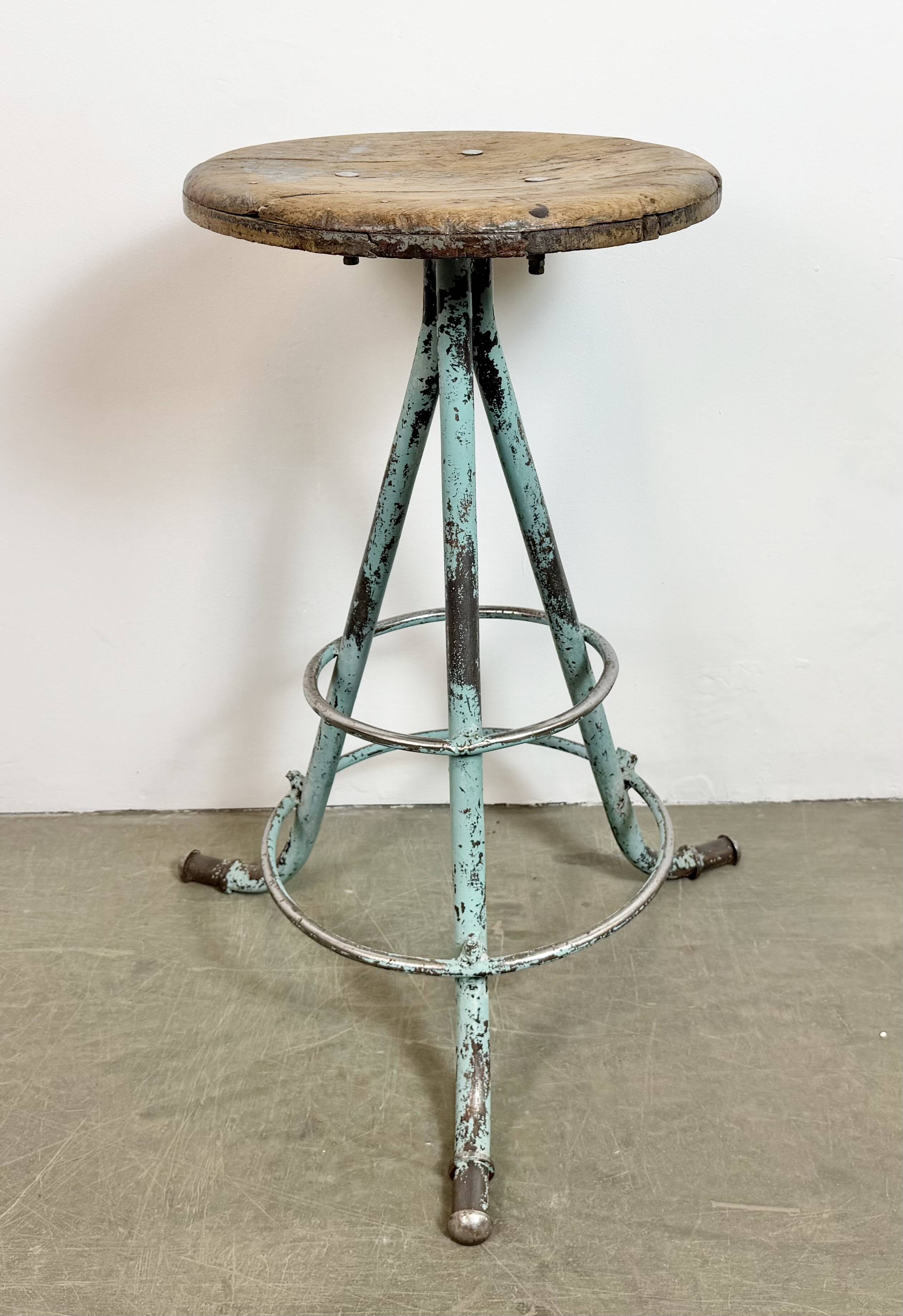 Green Industrial Workshop Stool, 1960s
