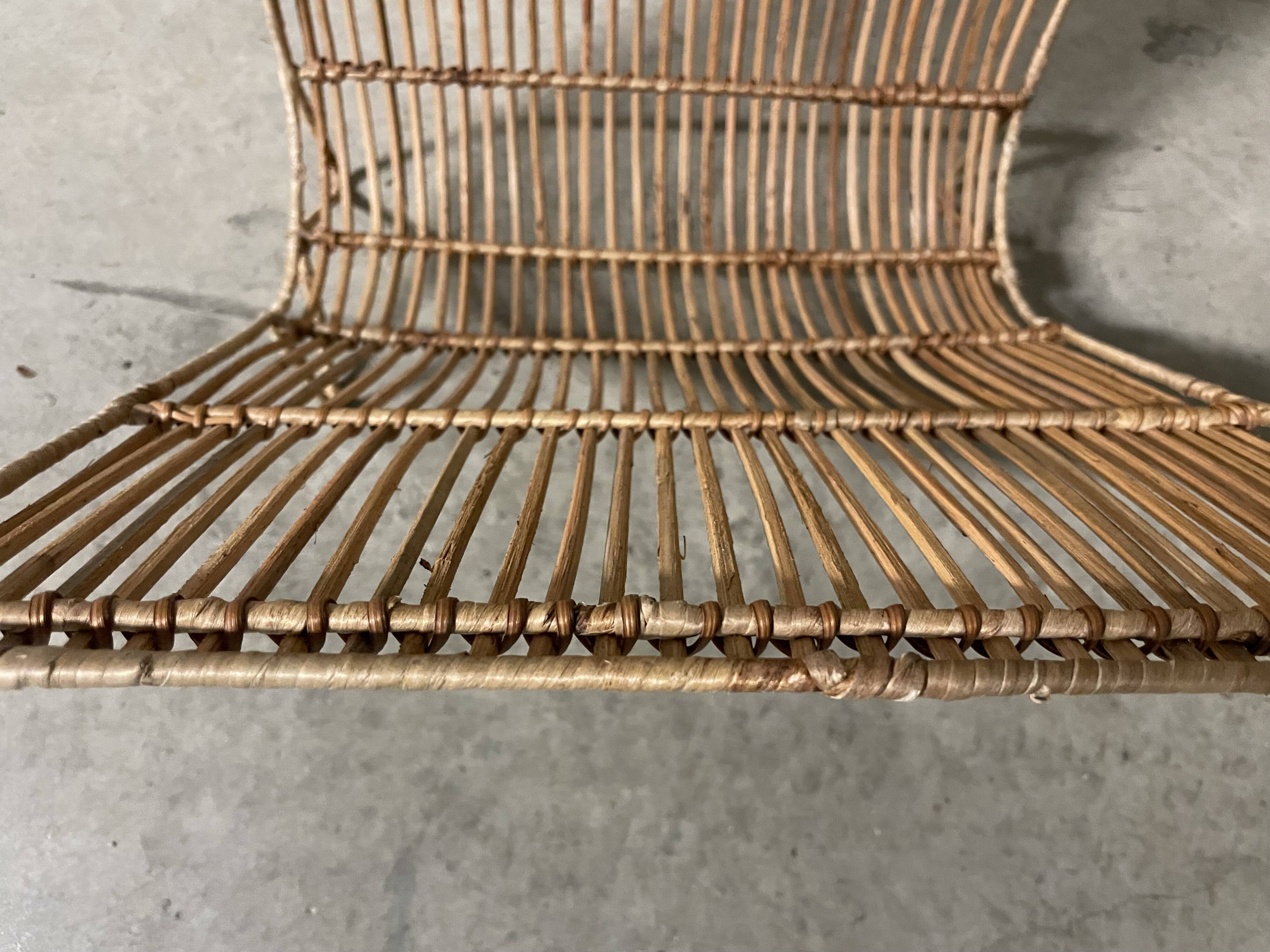 Rattan magazine rack from the 60s