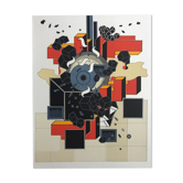 Lithograph by Alain Le Yaouanc, fire, 1978