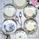 Antique deep plates in ironstone with a soup tureen.