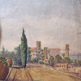 Set of 4 watercolors 1920 cannes, l. bruel, le suquet la corniche island st honorat bay alpes maritimes 06
