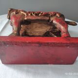 Ancienne statue cheval en bois polychrome 26 cm x 7 cm