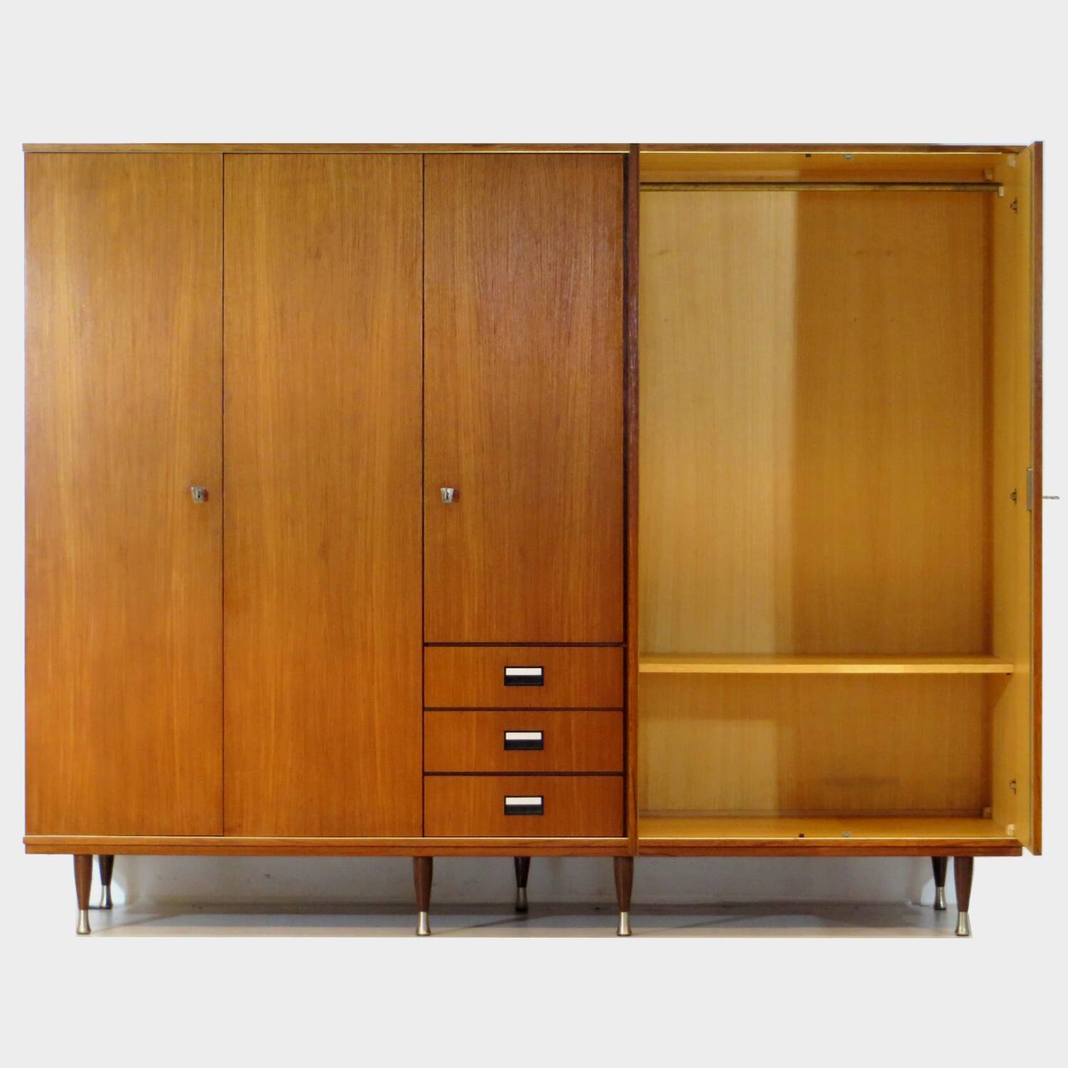 Vintage mid century modern Scandinavian 5-door wardrobe in teak, 1960s