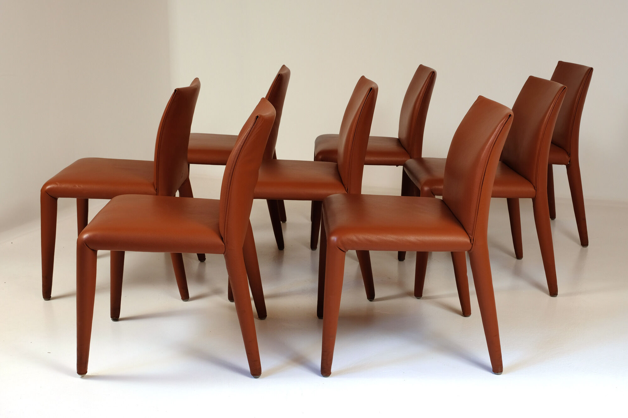 Lot of 8 leather chairs by Mario Bellini for B&B Italia