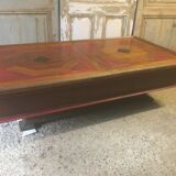 Coffee table with oak bottle and glass storage