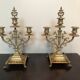 Pair of candelabras or 3-branched chandeliers in gilded bronze late 19th