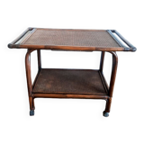 Rattan and canning rolling trolley 1970