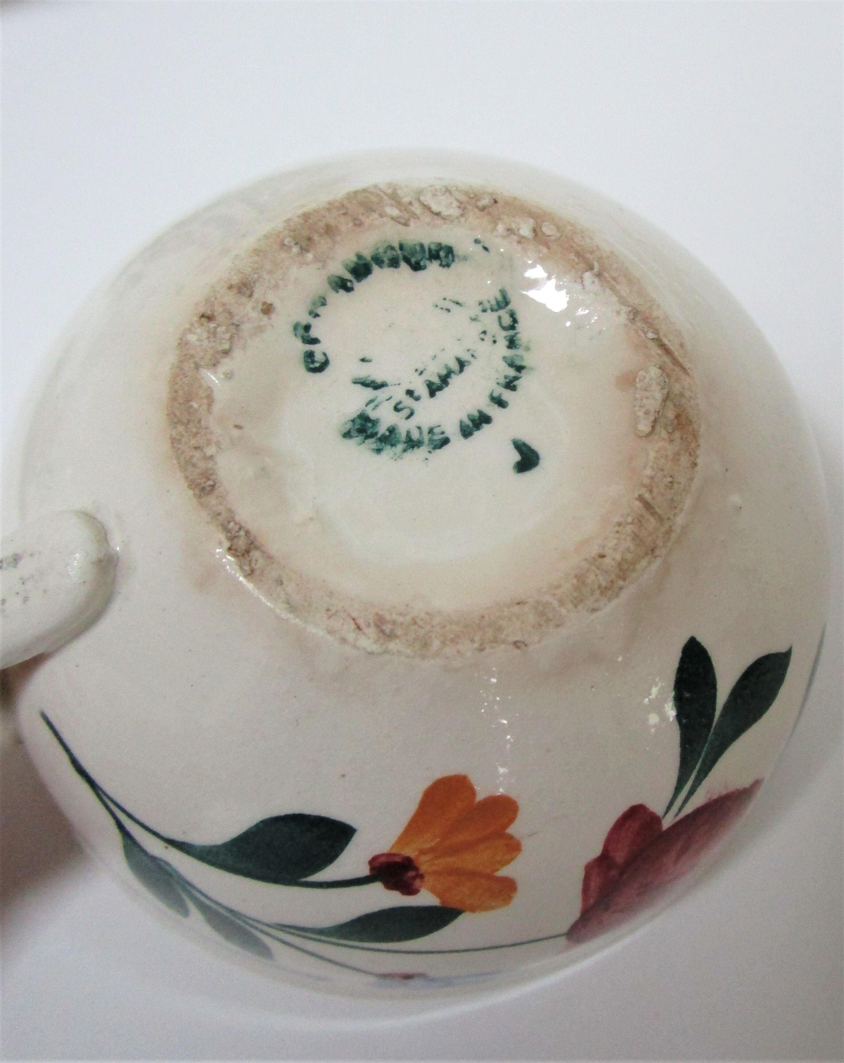 tea or coffee set model Gilberte earthenware Saint Amand floral decoration