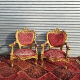 pair of gilded wooden ceremonial chairs