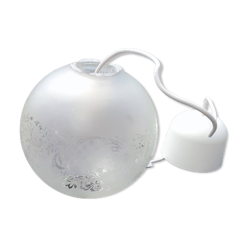 Suspension globe en verre dépoli motifs floraux de style Art déco