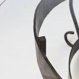 Round Coffee Table with Wrought Iron Base and Glass Top, France, 1930s