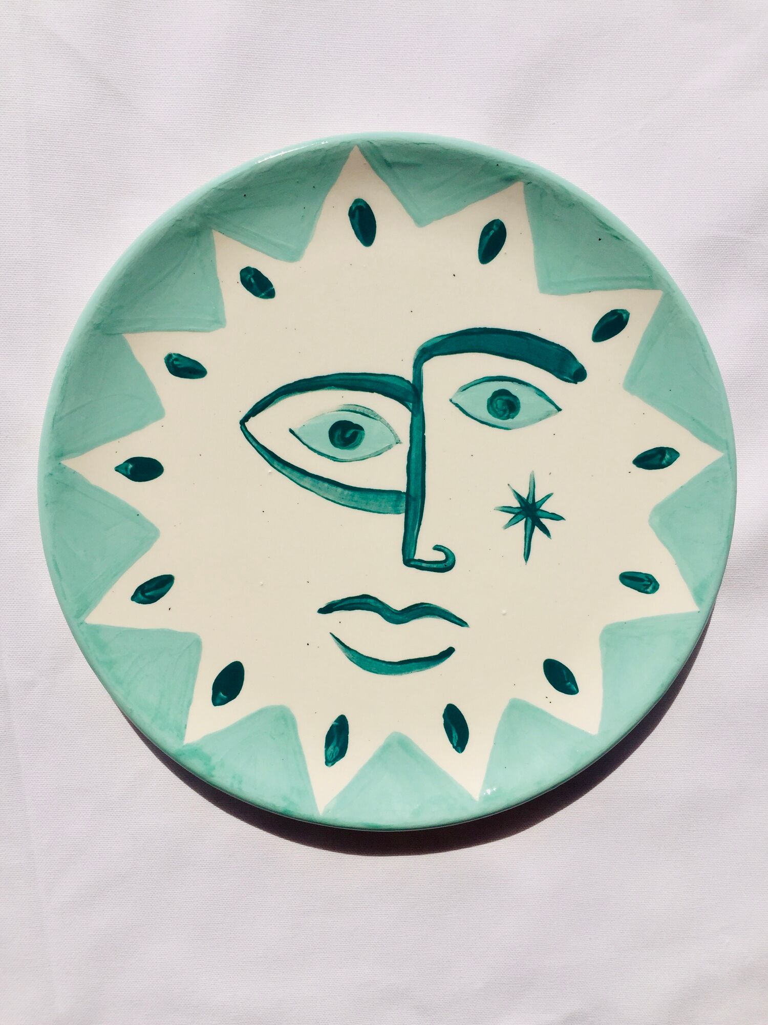 Set of 6 matching plates to hand-painted enamelled ceramic dinner