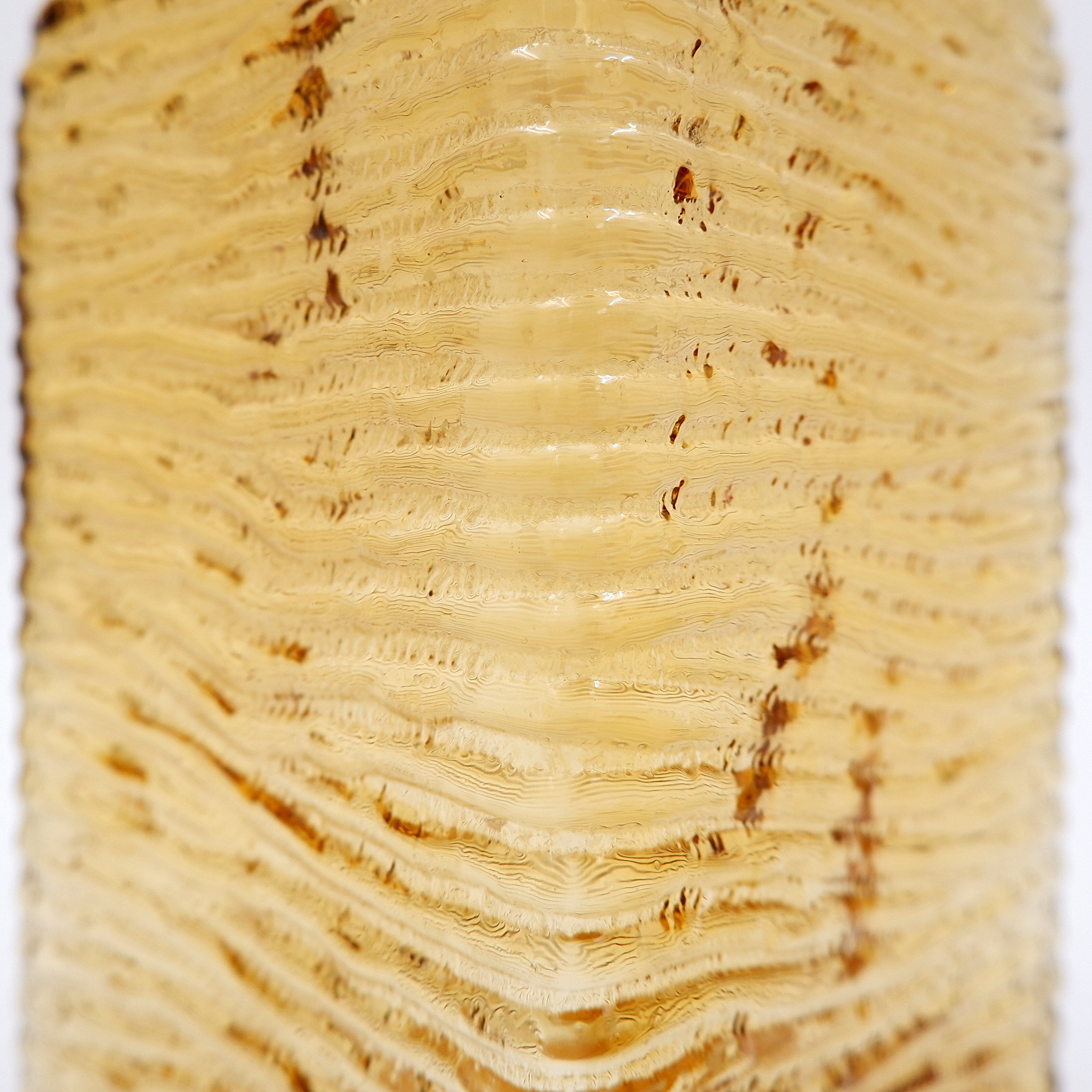 Vintage Italian MCM Empoli Wavy Amber Glass Decanter with Round Ball Stopper