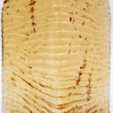 Vintage Italian MCM Empoli Wavy Amber Glass Decanter with Round Ball Stopper