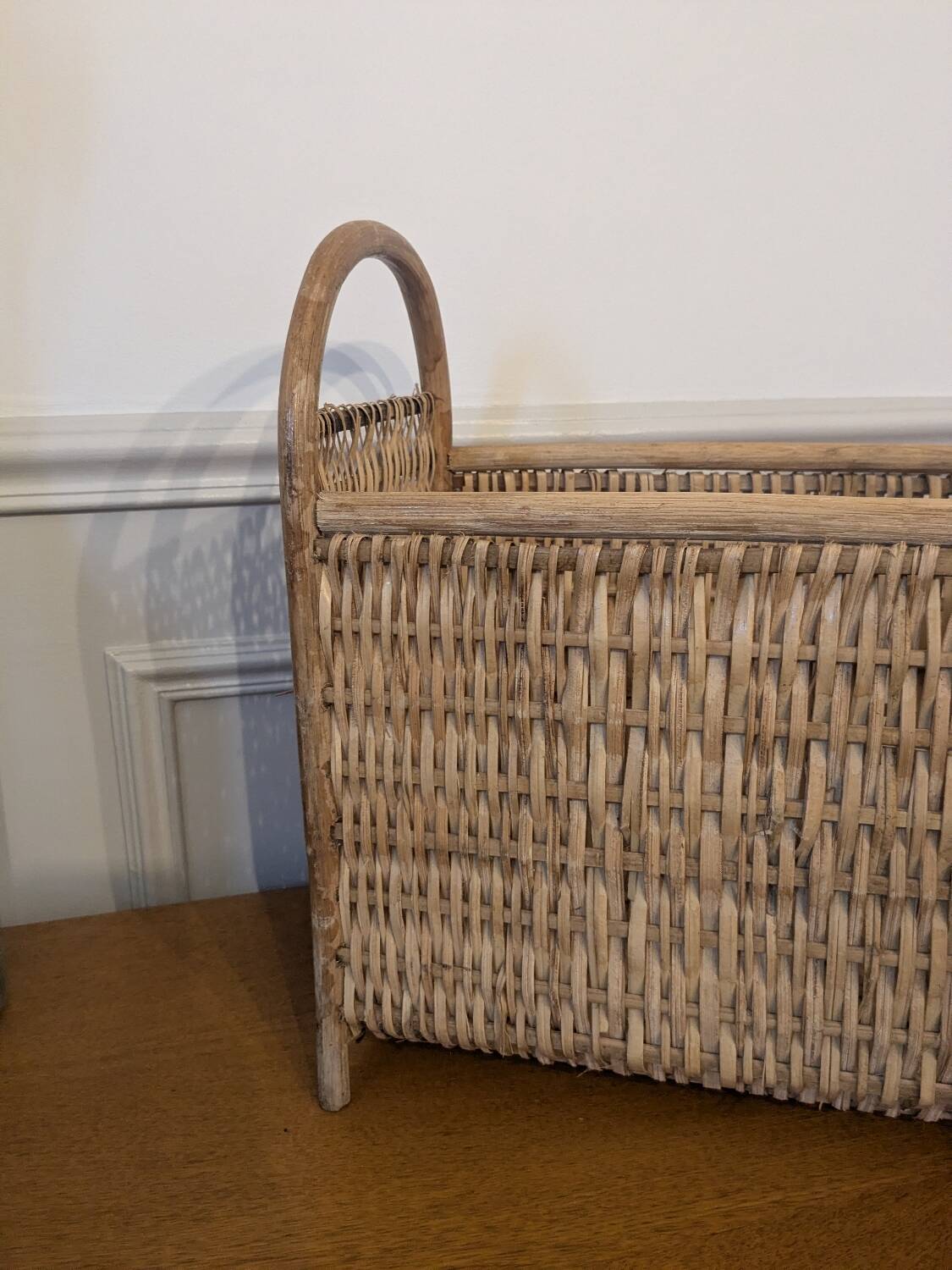 Wicker and rattan magazine rack