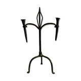 Brutalist candlestick in struck steel 1980