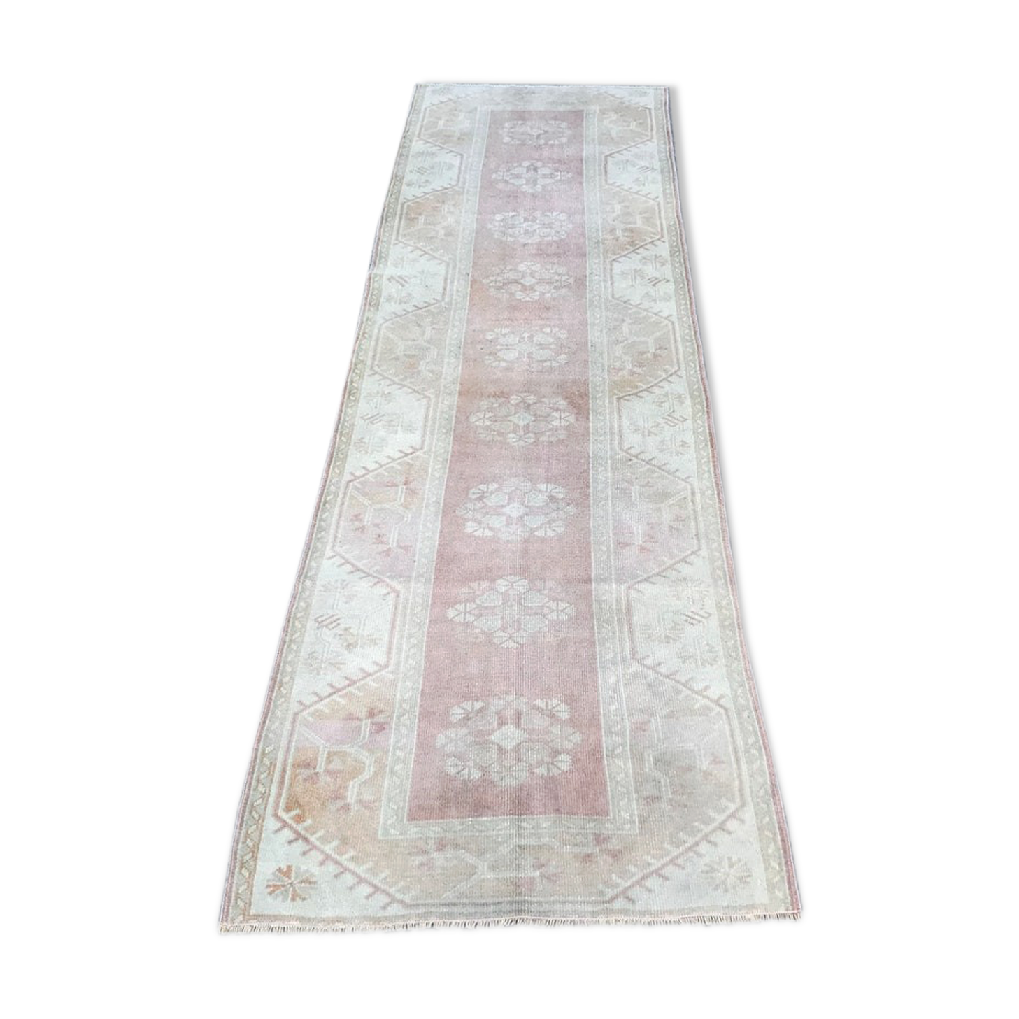 Handmade muted oushak hallway runner 280 X 85 cm