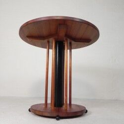 Vintage teak table with 6 narrow and 1 wide style, 1980s.