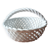 Small white twisted ceramic basket