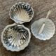 Vintage shell butter dish in metal and opaline glass