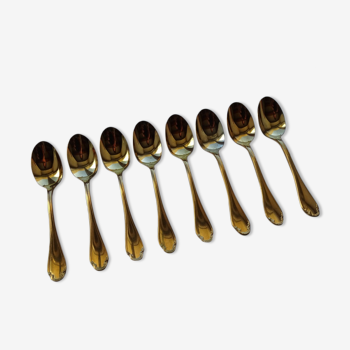 Christofle 8 spoons mocha golden metal - Alfenid model Pompadour - 10 cm