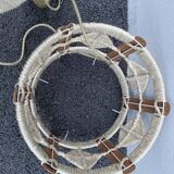 Scandinavian style jute and wood pendant light