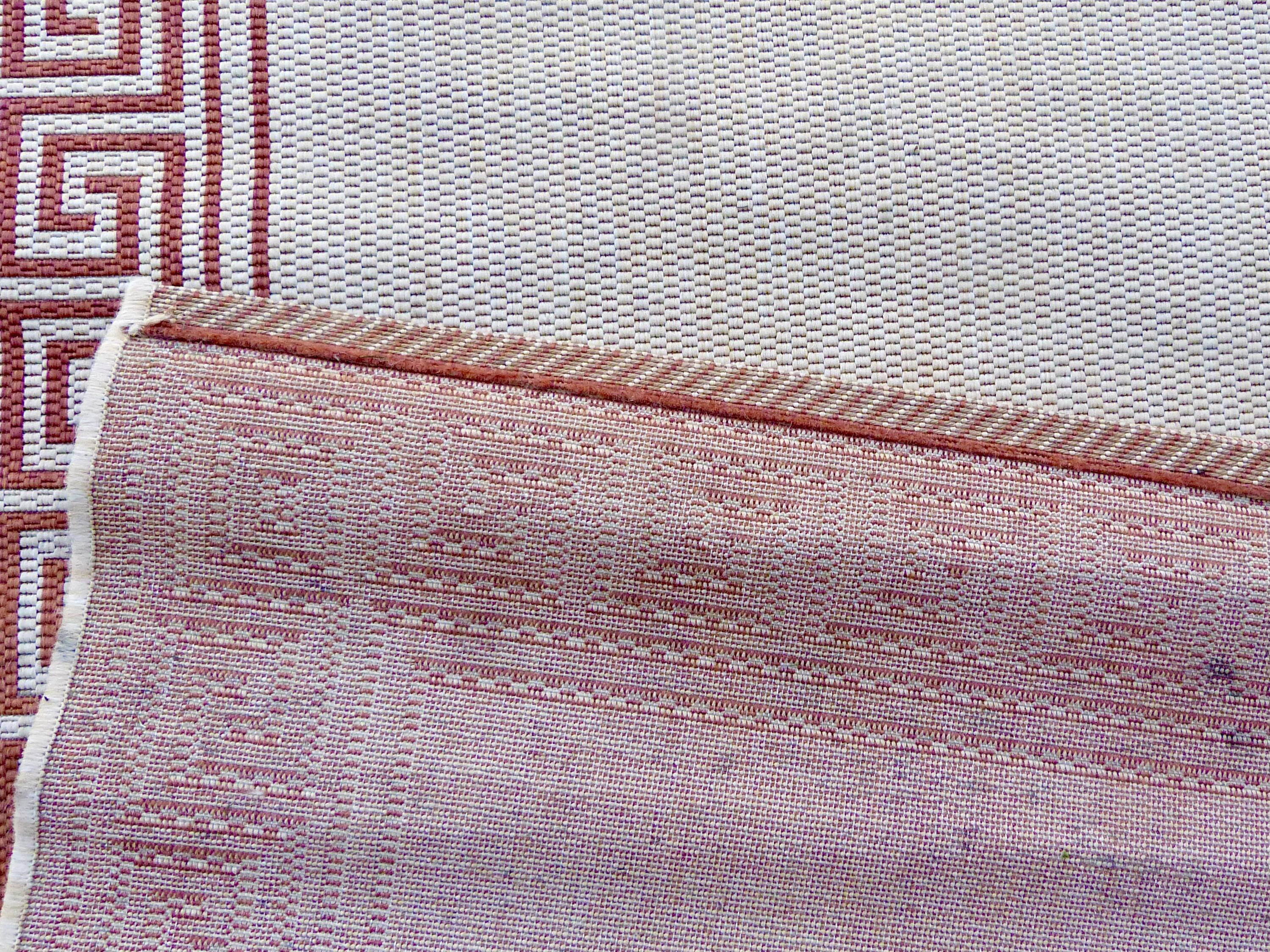 Beige jute and terracotta rug - 168x118cm