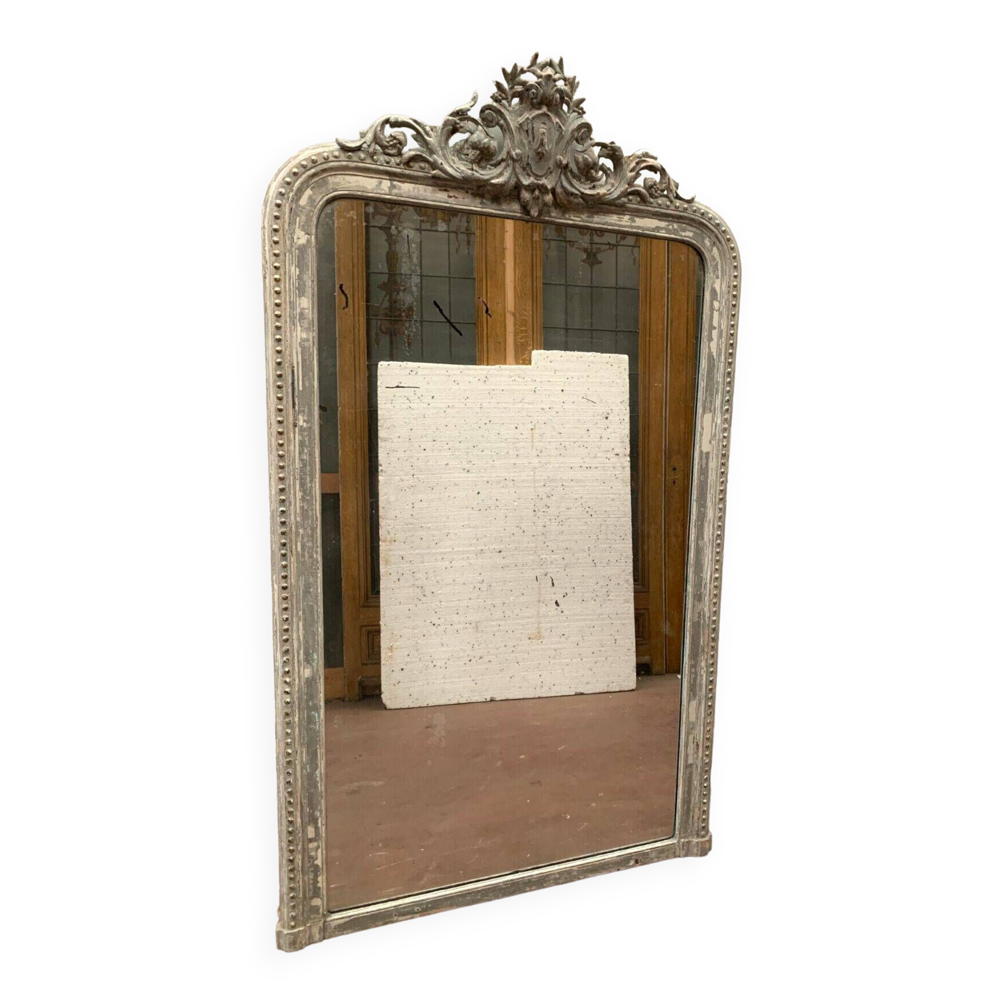 Louis XV style mirror in wood and patinated stucco 19th century