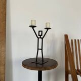 Vintage wrought iron anthropomorphic candle holder