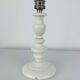 White turned wooden lamp, rattan shade, 1960s.