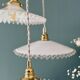 Vintage triple suspension lampshade in white opaline.