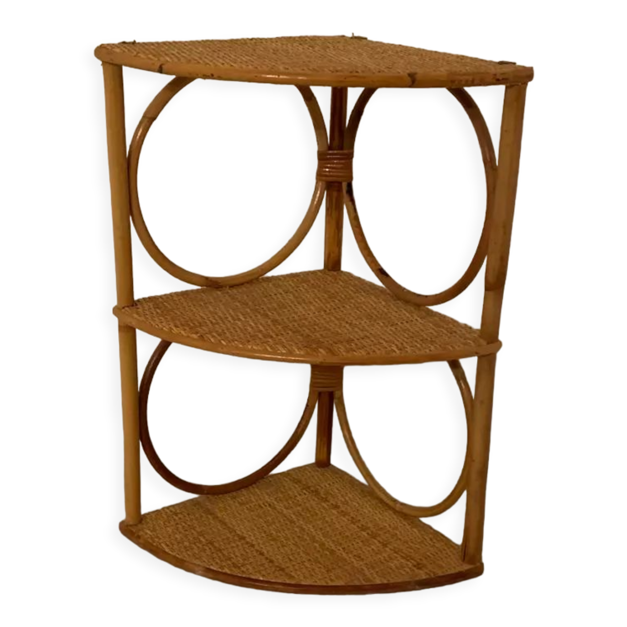 Rattan corner shelf