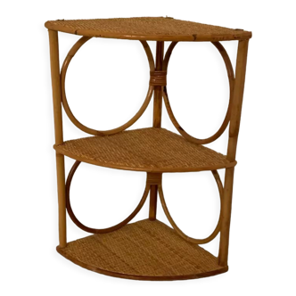 Rattan corner shelf