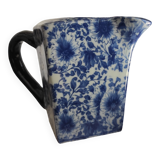 Vintage rectangular white and blue pitcher, Victoria ironstone