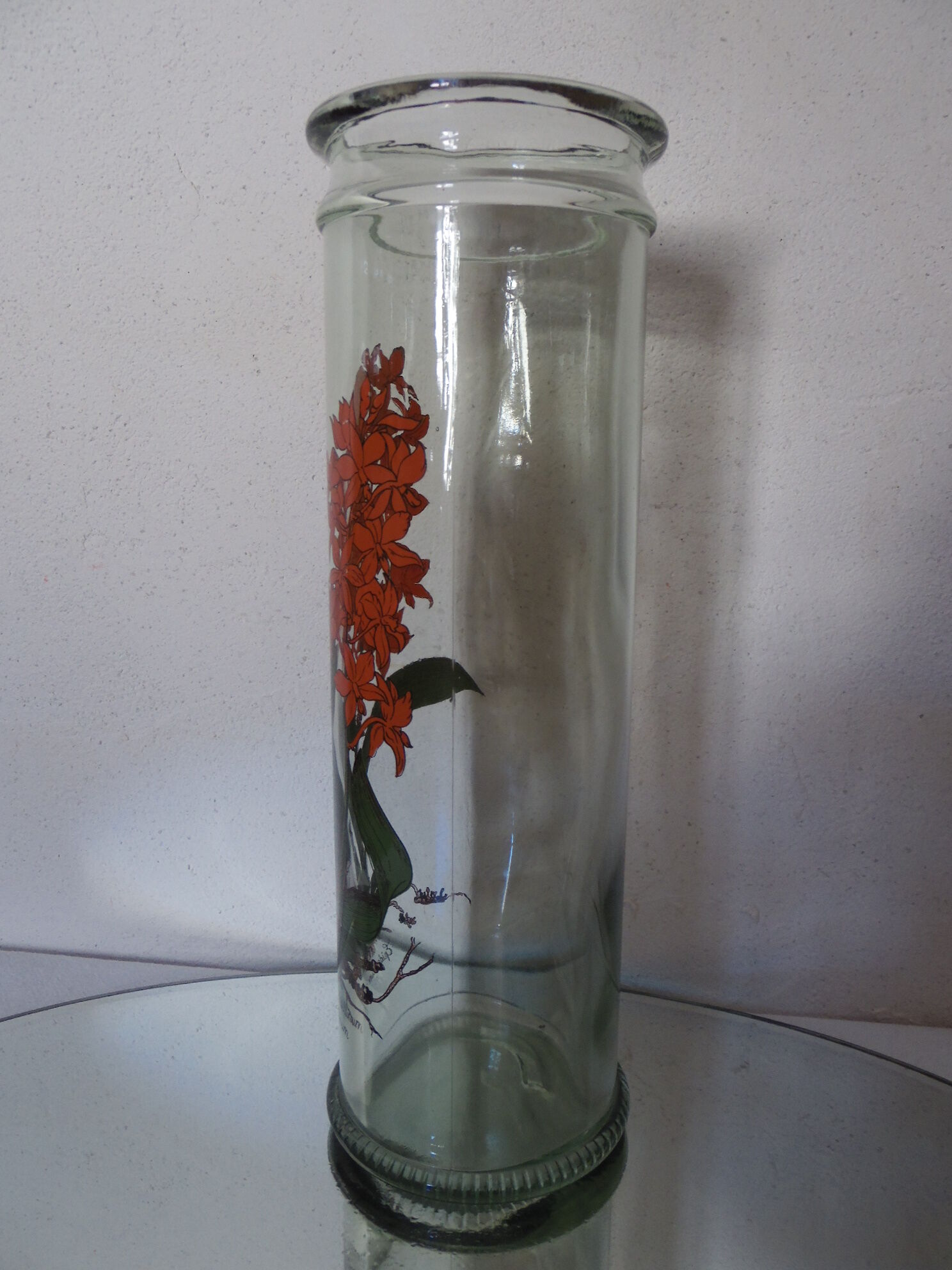 Bocal herboristerie "Epidendrum Vitellinum" en verre décoré et capuchon liège