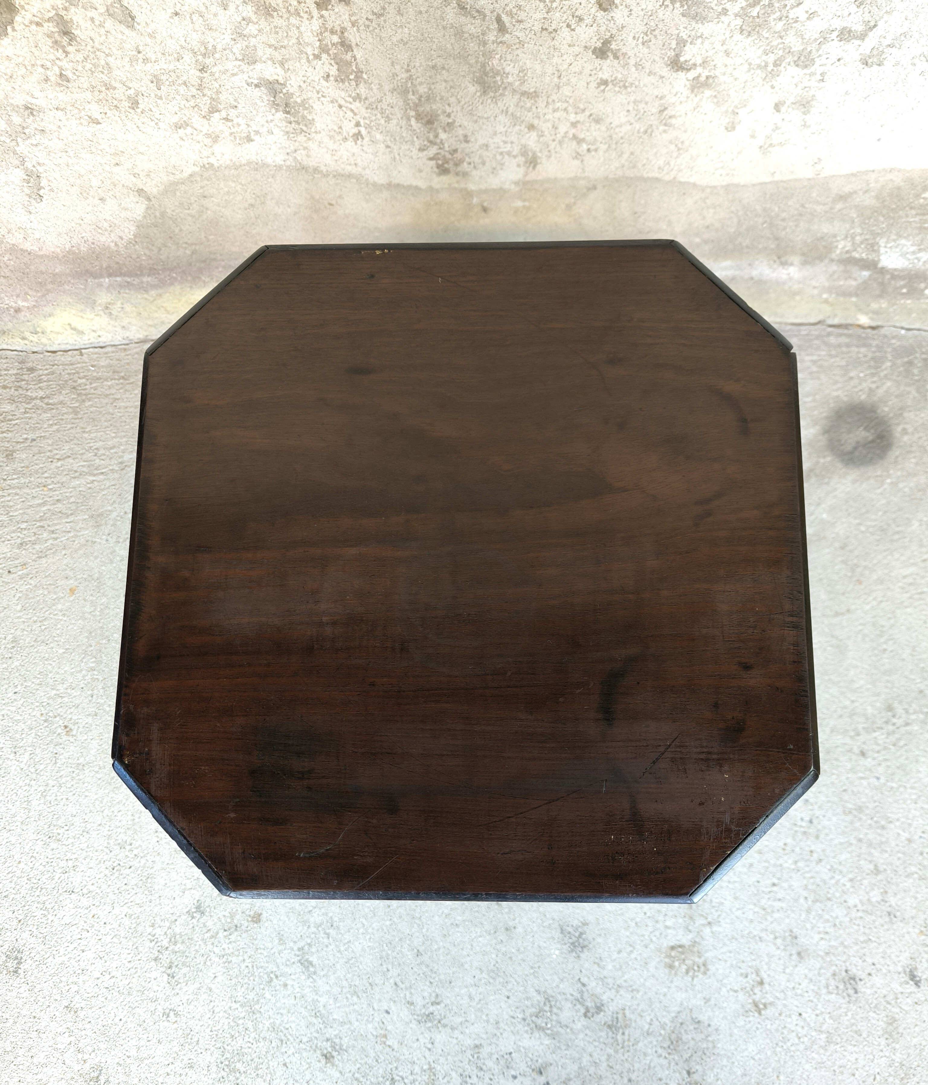 Vintage wooden pedestal table in art deco style