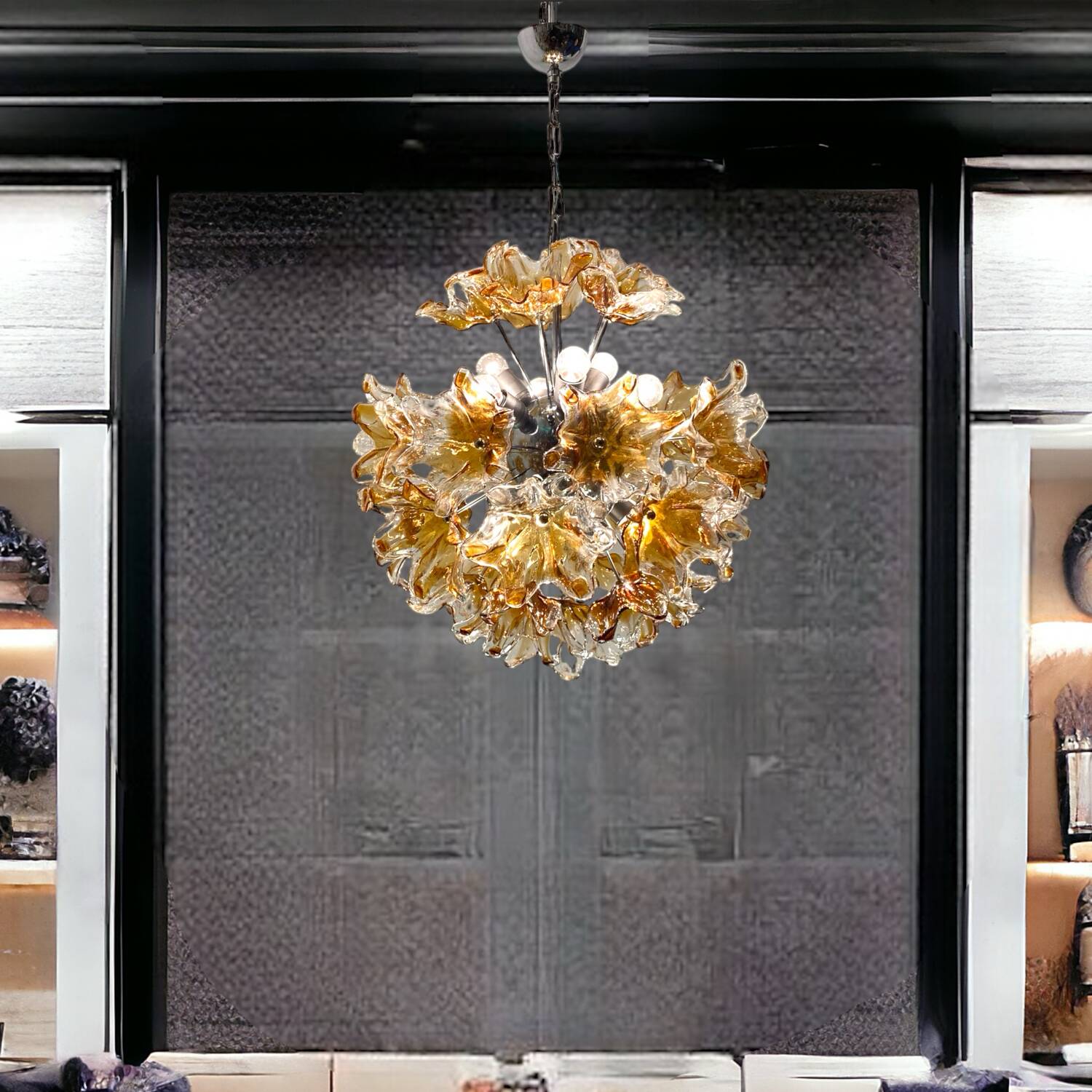 Lustre Spoutnik en verre de Murano