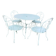 Garden furniture set with 1 table, 2 armchairs, and 2 chairs in antique green wrought iron.