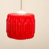 Lustre brutaliste en verre opalin de Karel Wolf pour Osvětlovací sklo, années 1970