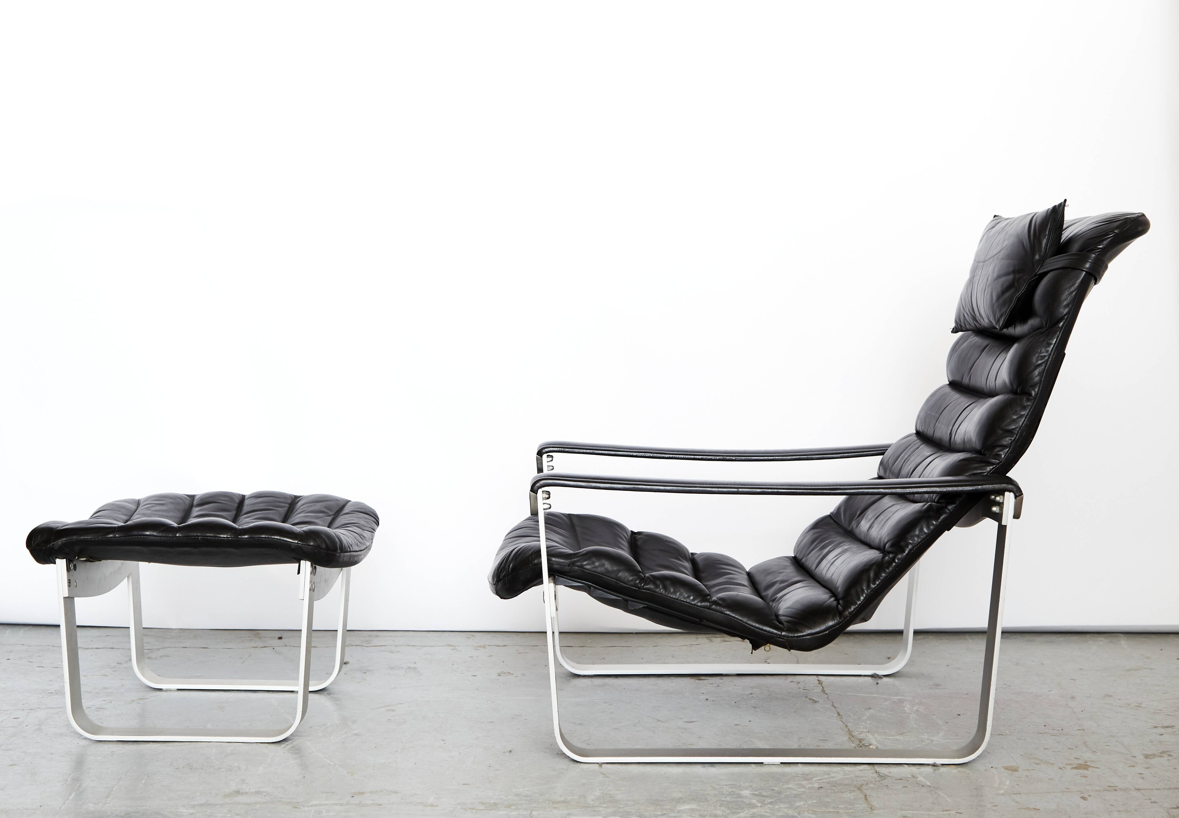 Lounge chair and ottoman Ilmari Lappalainen "Pulkka" for ASKO